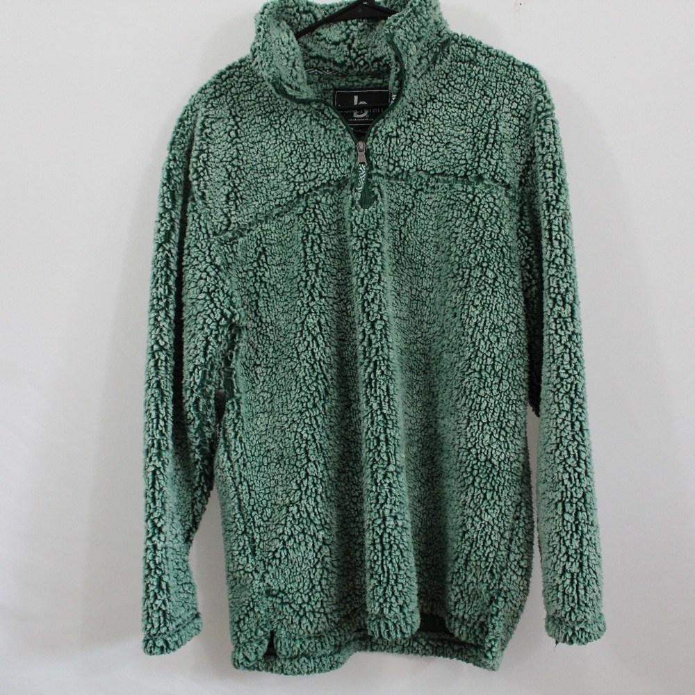 Large green androgynous teddy bear warm Sherpa